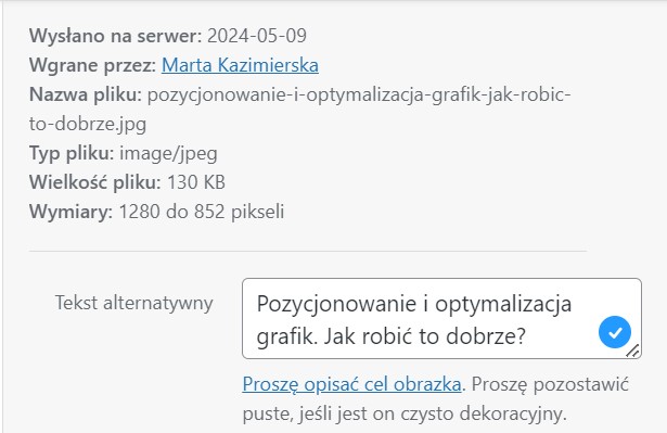 Optymalizacja grafik - tekst alternatywny (przykład)